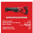 Milwaukee 2621-21 M18 18V Lithium-Ion Cordless SAWZALL Reciprocating Saw W/(1) 3.0Ah Batteries, Charger, Hard Case