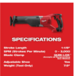 Milwaukee 2621-20 M18 18V Lithium-Ion Cordless SAWZALL Reciprocating Saw (Tool-Only)