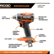 RIDGID R9209 18V Brushless Cordless 2-Tool Combo Kit with Drill/Driver, Impact Driver, (2) Batteries, 18V Charger, and Tool Bag
