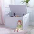KidKraft Austin Wooden Toy Box/Bench with Safety Hinged Lid, White, Gift for Ages 3+