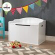 KidKraft Austin Wooden Toy Box/Bench with Safety Hinged Lid, White, Gift for Ages 3+