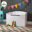 KidKraft Austin Wooden Toy Box/Bench with Safety Hinged Lid, White, Gift for Ages 3+