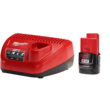 Milwaukee 2445-20-2530-20-48-59-2420 M12 12V Lithium-Ion Cordless Jig Saw and 5-3/8 in. Circular Saw Combo Kit W/ (1) 2.0Ah Battery and Charger