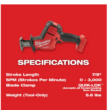 Milwaukee Reciprocating Saw 2719-20-48-11-1820 M18 FUEL 18-Volt Lithium-Ion Brushless Cordless HACKZALL with 2.0 Ah Battery