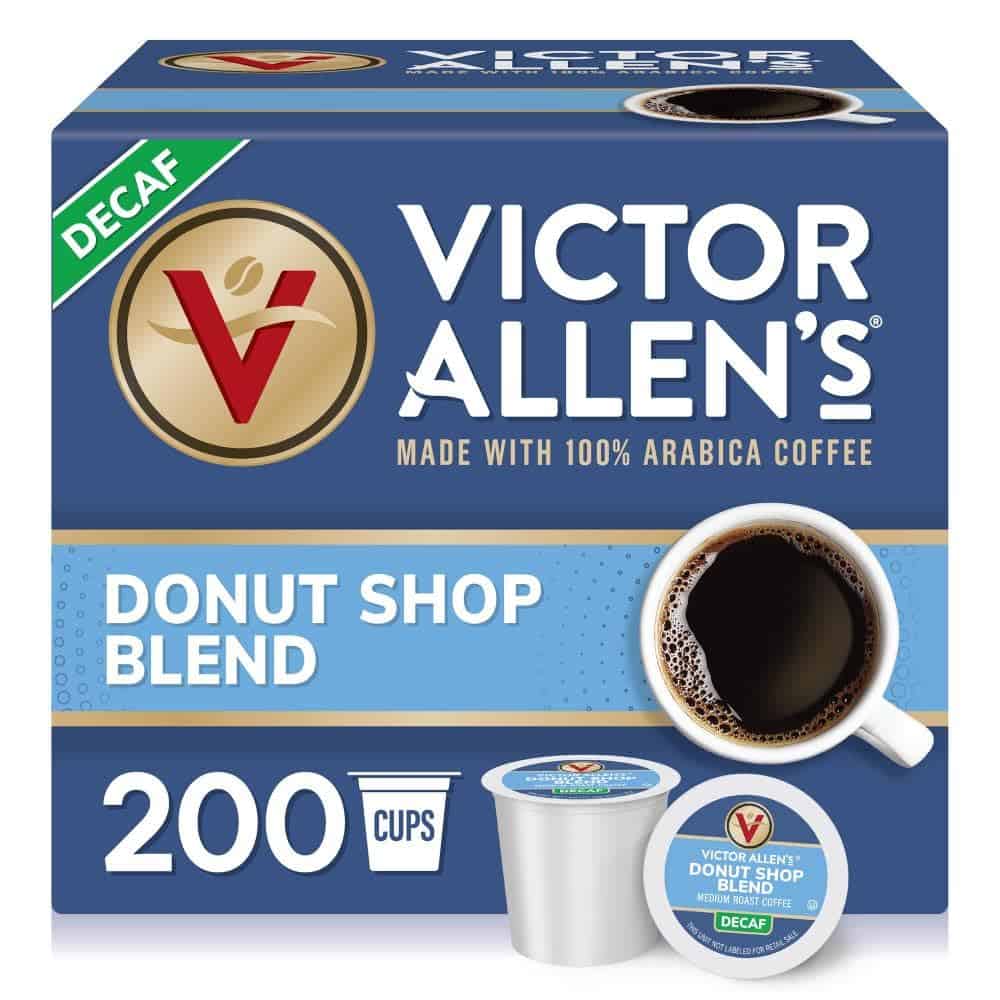Victor Allen's Coffee Decaf Donut Shop Blend, Medium Roast, 200 Count, Single Serve Coffee Pods for Keurig K-Cup Brewers Victor Allen's Coffee Decaf Donut Shop Blend, Medium Roast, 200 Count, Single Serve Coffee Pods for Keurig K-Cup Brewers