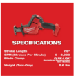 Milwaukee 2719-21 M18 FUEL 18V Lithium-Ion Brushless Cordless HACKZALL Reciprocating Saw Kit W/(1) 5.0Ah Batteries, Charger & Tool Bag
