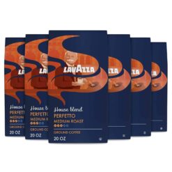 Lavazza Perfetto Ground Coffee Blend 20 Perfetto Ground Dark Roast, Perfetto Ground, Dark Roast, 120 Ounce, (Pack of 6) Authentic Italian, Arabic, Blended And Roated in Italy, Value Pack