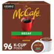 McCafé Premium Roast Decaf, Keurig Single Serve K-Cup Pods, Medium Roast Coffee Pods, 96 Count of pack of 4 of 24 K-Cup Pods each