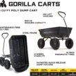 Gorilla Carts GOR4PS Poly Garden Dump Cart with Steel Frame and 10-in. Pneumatic Tires, 600-Pound Capacity, Black