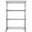 Alera ALESW604818BA 4-Tier 48” x 18” 72” Wire Shelving Rack with Casters, Black Anthracite