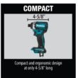 Makita XDT14Z 18V LXT Lithium-Ion Brushless 1/4 in. Cordless Quick-Shift Mode 3-Speed Impact Driver (Tool Only)