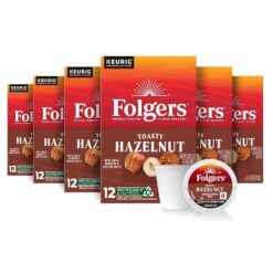 Folgers Hazelnut Cream Flavored Coffee, 72 Keurig K-Cup Pods, 12 Count (Pack of 6)