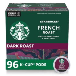 Starbucks K-Cup Coffee Pods Dark Roast Coffee French Roast 100% Arabica 4 boxes (96 pods total)