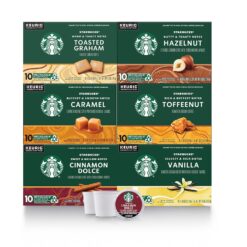 Starbucks K-Cup Coffee Pods Flavored Coffee Variety Pack No Artificial Flavors Arabica 6 boxes (60 pods total)
