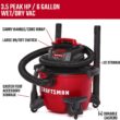 CRAFTSMAN CMXEVBE17584 6 Gallon 3.5 Peak HP Wet/Dry Vac, Portable Shop Vacuum with Attachments , Red