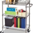 Alera SW543018BA 3-Tier 34" x 18" x 40" Wire Rolling Cart, Black Anthracite
