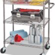Alera SW543018BA 3-Tier 34" x 18" x 40" Wire Rolling Cart, Black Anthracite