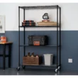 TRINITY 4-Tier Wire Shelving Rack, 48” x 18” x 72”, NSF, Includes Wheels and Liners, Black
