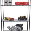 TRINITY 4-Tier Wire Shelving Rack, 48” x 18” x 72”, NSF, Includes Wheels and Liners, Black