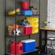 TRINITY 4-Tier Wire Shelving Rack, 48” x 18” x 72”, NSF, Includes Wheels and Liners, Black