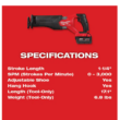 Milwaukee 2821-21 M18 FUEL 18V Lithium-Ion Brushless Cordless SAWZALL Reciprocating Saw Kit W/one 5.0 Ah Batteries, Charger and Case