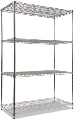 Alera ALESW504824SR Industrial Heavy-Duty Wire Shelving Starter Kit, 4-Shelf, 48" x 24" x 72"