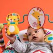 Bright Starts Playful Pinwheels Portable Baby Bouncer with Vibrating Infant Seat and-Toy Bar, 19.8x13.1x3.4 Inch, Age 0-6 Months