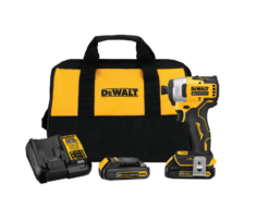 DEWALT DCF809C2 ATOMIC 20-Volt MAX Cordless Brushless Compact 1/4 in. Impact Driver, (2) 20-Volt 1.3Ah Batteries, Charger & Bag