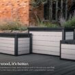 Keter Denali 30 Gallon Resin Deck Box for Patio Furniture, Pool Accessories, and Storage for Outdoor Toys, Grey/Black