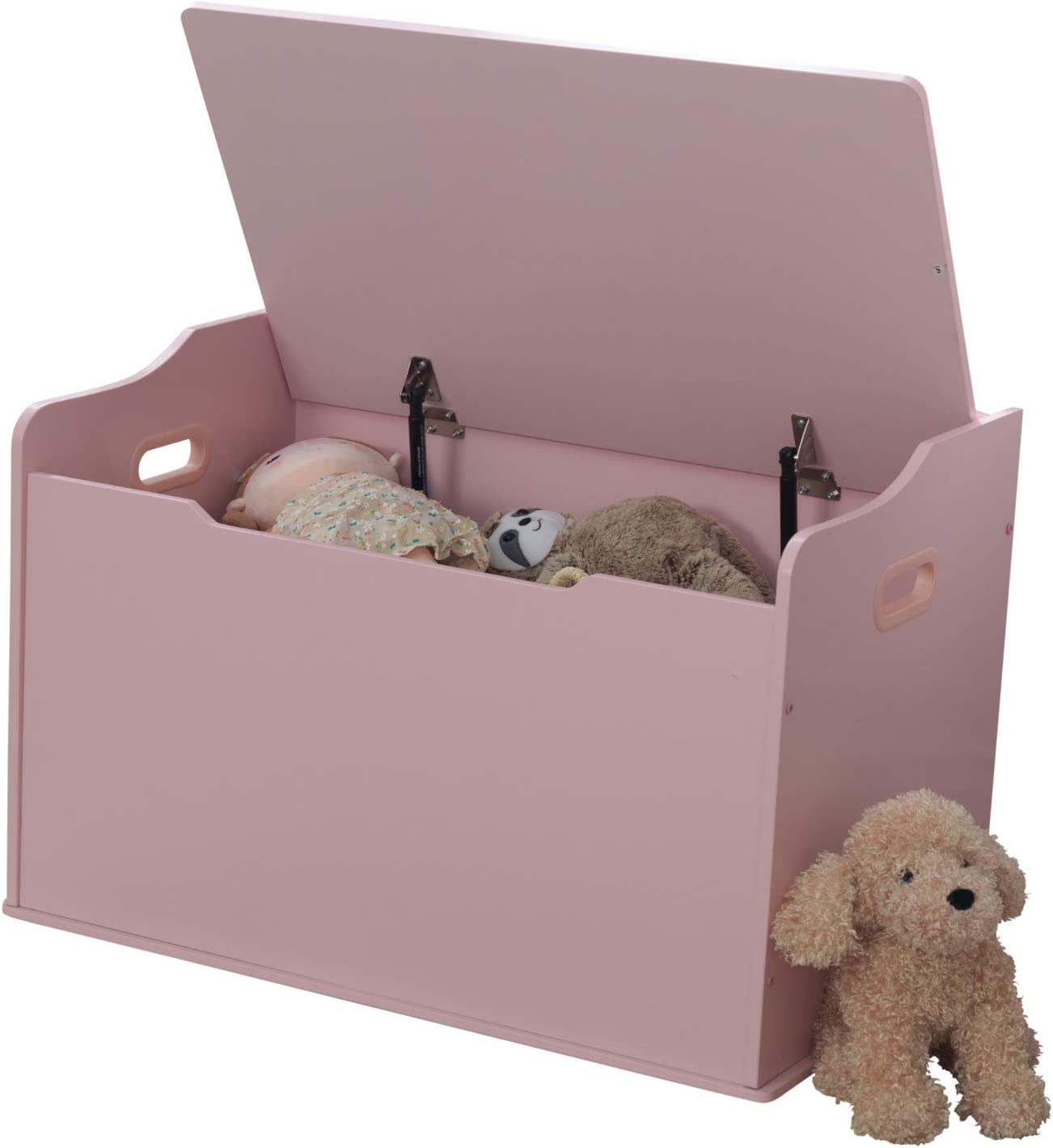 KidKraft Austin Wooden Toy Box/Bench with Safety Hinged Lid - Pink, Gift for Ages 3+ KidKraft Austin Wooden Toy Box/Bench with Safety Hinged Lid - Pink, Gift for Ages 3+