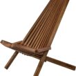 Melino Wooden Folding Chair for Outdoor, Low Profile Acacia Wood Lounge Chair with FSC Certified Acacia Wood, Fully Assembled - Caramel