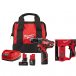Milwaukee 2407-22-2447-20-48-11-2460 M12 12V Lithium-Ion Cordless 3/8 in. Drill/Driver Kit with M12 3/8 in. Crown Stapler and 6.0 Ah XC Battery Pack