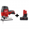 Milwaukee 2445-20-48-11-2440 M12 12V Lithium-Ion Cordless Jig Saw with 4.0 Ah Battery