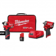 Milwaukee 2551-22-2554-20 M12 FUEL SURGE 12V Lithium-Ion Brushless Cordless 1/4 in. Hex Impact Driver Compact Kit & M12 FUEL 3/8 in. Impact Wrench