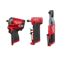 Milwaukee 2554-20-2485-20-2557-20 M12 FUEL 12V Lithium-Ion Brushless Cordless Stubby 3/8 in. Impact Wrench / 3/8 in. Ratchet/Die Grinder (3-Tool)