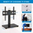 PERLESMITH Universal TV Stand - Table Top TV Stand for 37-55 inch LCD LED TVs - Height Adjustable TV Base Stand