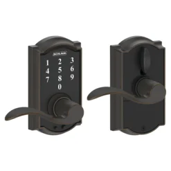 Schlage  Touch Camelot Aged Bronze Electronic Lock Handle Lighted Keypad Touchscreen