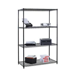 TRINITY 4-Tier Wire Shelving Rack, 48" x 24" x 72" NSF, Black