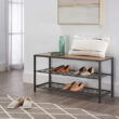 Trinity Shoe Bench With Wire Shelves