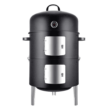 Realcook Vertical 17 Inch Steel Charcoal Smoker, Heavy Duty Round BBQ Grill for Outdoor Cooking, Black
