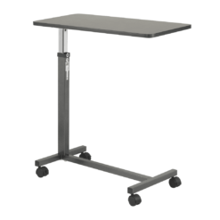 Drive Medical 13067 Adjustable Non Tilt Top Overbed Table With Wheels for Hospital and Home Use, Standing Desk, Walnut