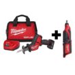 Milwaukee 2520-21XC-2460-20 M12 FUEL 12-Volt Lithium-Ion Brushless Cordless HACKZALL Reciprocating Saw Kit with M12 Rotary Tool