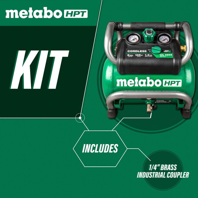 Metabo HPT Air Compressor EC36DAQ4M MultiVolt 2-Gallon Single Stage Portable Cordless Electric with Accessories Metabo HPT Air Compressor EC36DAQ4M MultiVolt 2-Gallon Single Stage Portable Cordless Electric with Accessories - Image 2