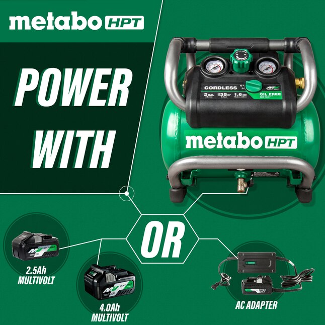 Metabo HPT Air Compressor EC36DAQ4M MultiVolt 2-Gallon Single Stage Portable Cordless Electric with Accessories Metabo HPT Air Compressor EC36DAQ4M MultiVolt 2-Gallon Single Stage Portable Cordless Electric with Accessories - Image 4