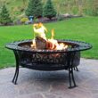 Sunnydaze Decor 40-in W Black Steel Wood-Burning Fire Pit