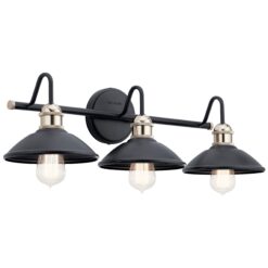 Kichler Clyde 26.25-in 3 Light Black Industrial Bathroom Vanity light