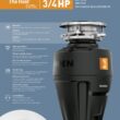 Moen EX75C Host Corded 3/4-HP Continuous Feed Noise Insulation Garbage Disposal
