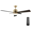 Home Decorators Collection 56024 Hexton 52 in. Indoor Integrated LED Brushed Gold Ceiling Fan with Light Kit, Remote Control and 6 Reversible Blades