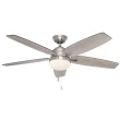 Hunter 59183 Antero 54 in. LED Indoor Brushed Nickel Ceiling Fan with Light
