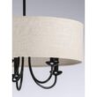 Progress Lighting Drum P400193-031 Shade Collection Farmhouse 21-5/8 in. 5-Light Matte Black with Harvest Linen Shade Chandelier Light